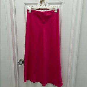 Loft pink midi silk skirt